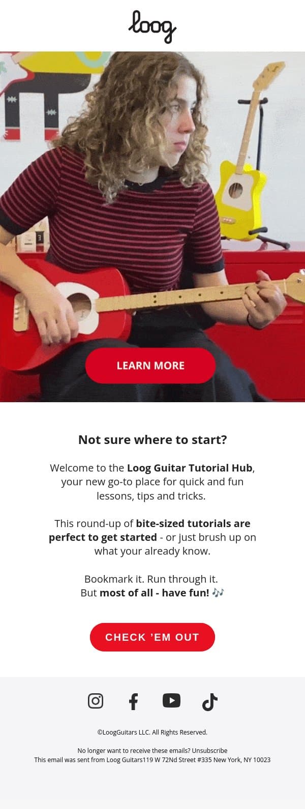 Here’s every single how-to for your Loog guitar 🎸 email from Loog Guitars screenshot