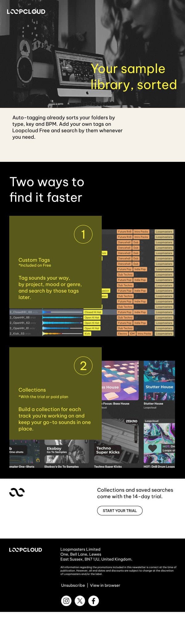 Find any sample in your library email from Loopmasters screenshot