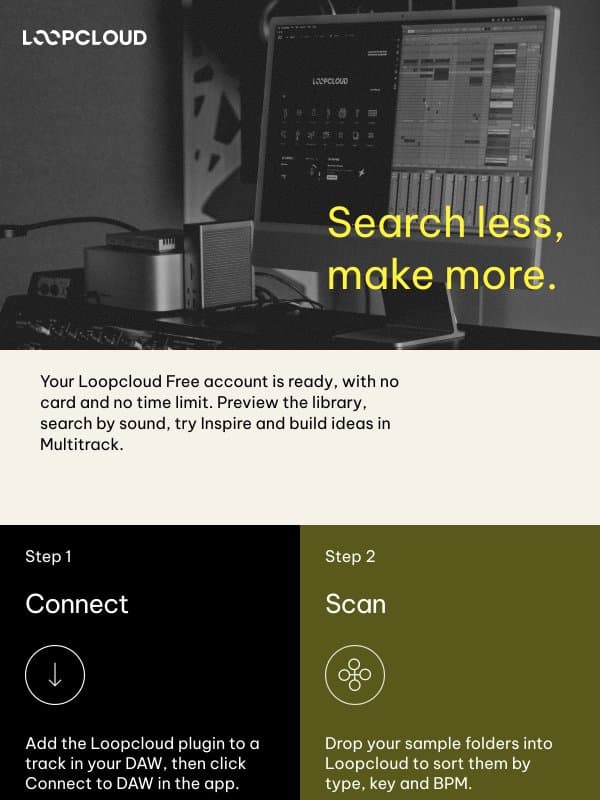 Your free Loopcloud account is ready email from Loopmasters