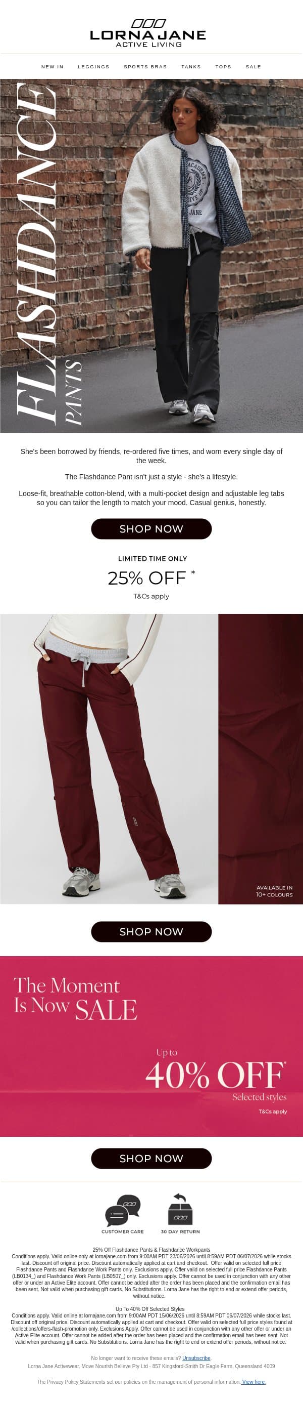 Borrowed, Re-ordered & Worn Daily. email from Lorna Jane screenshot