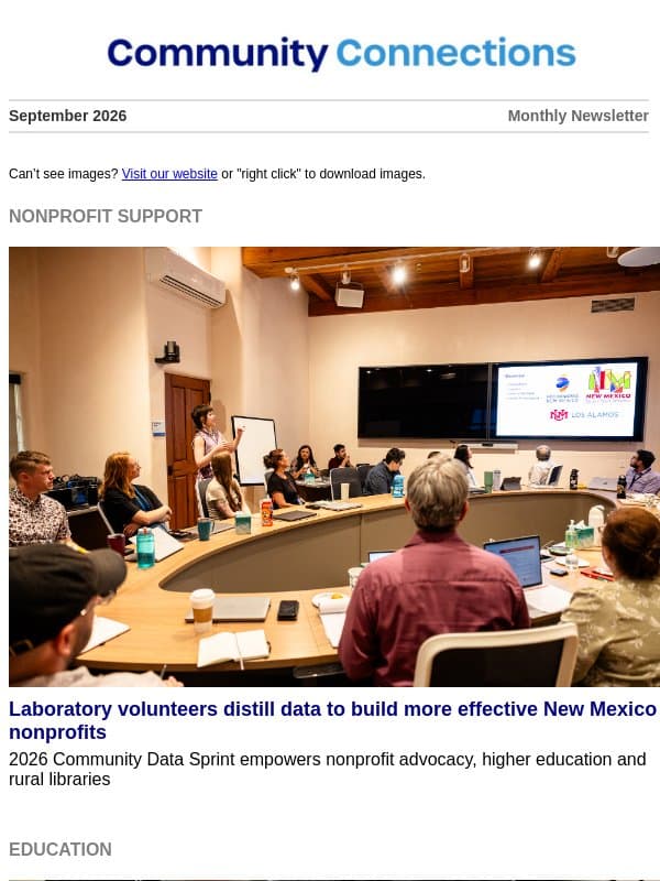Los Alamos National Laboratory's Community Connections newsletter: September 2026 email from Los Alamos National Laboratory