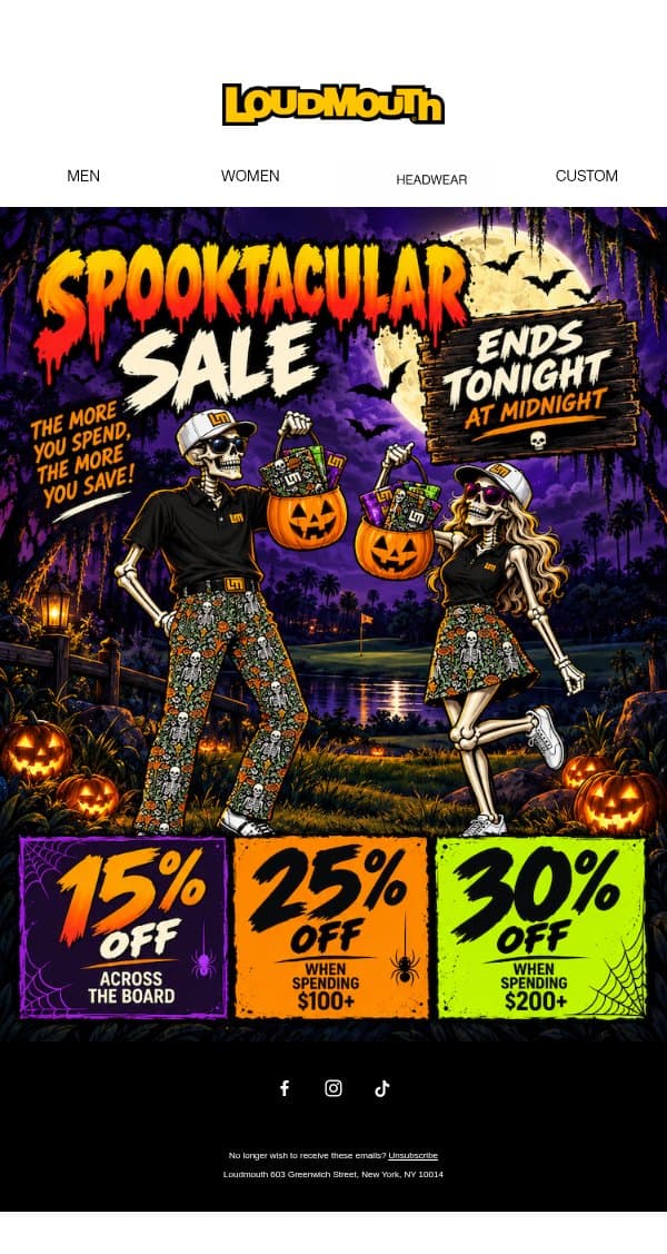 Up To 30% Off Sale Ends @ Midnight email from Loudmouth Golf screenshot