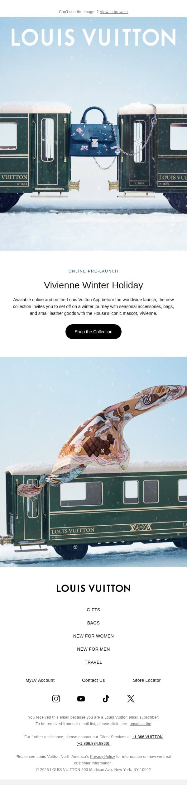 Early Access: Vivienne Winter Holiday email from Louis Vuitton screenshot