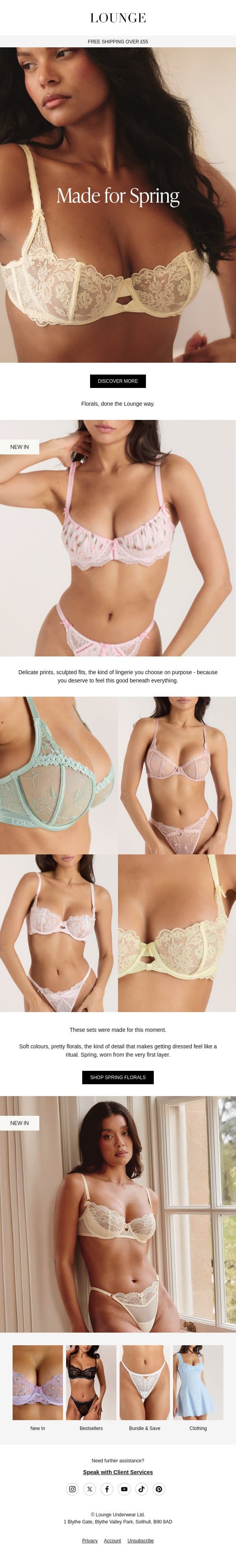Florals? For spring. Yes, really. email from Lounge Underwear screenshot