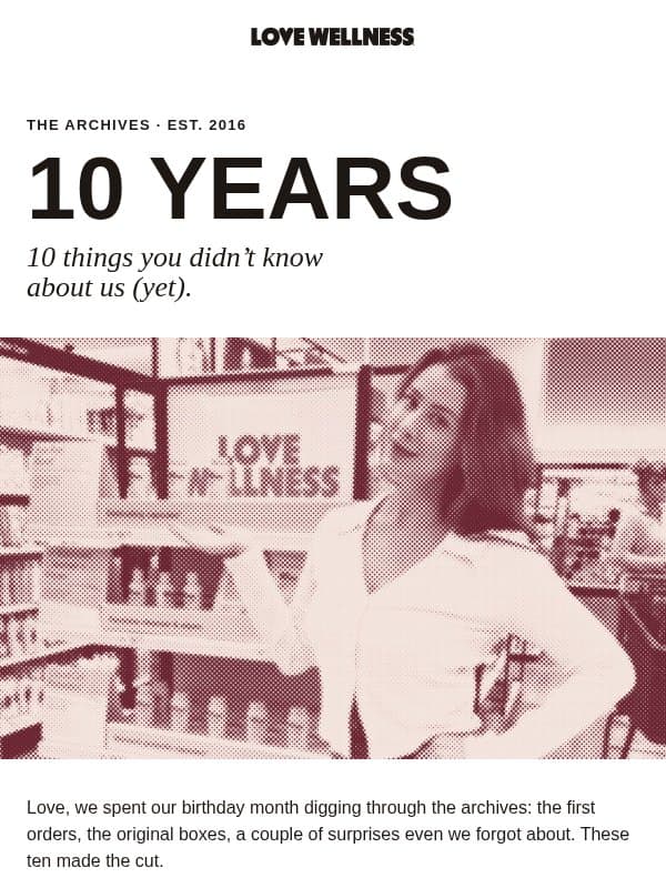 THE ARCHIVES email from Love Wellness