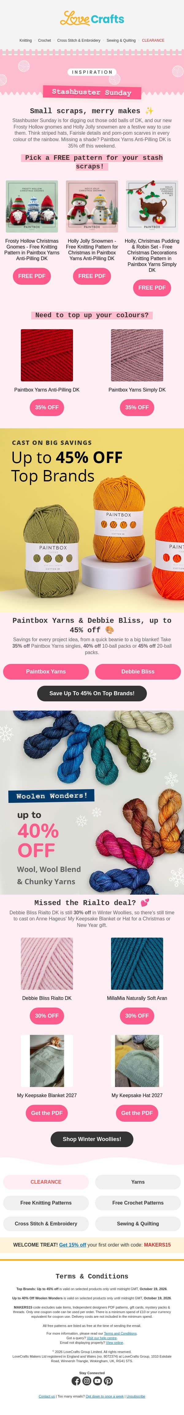 Turn DK scraps into Christmas gnomes 🎄 email from LoveCrafts screenshot