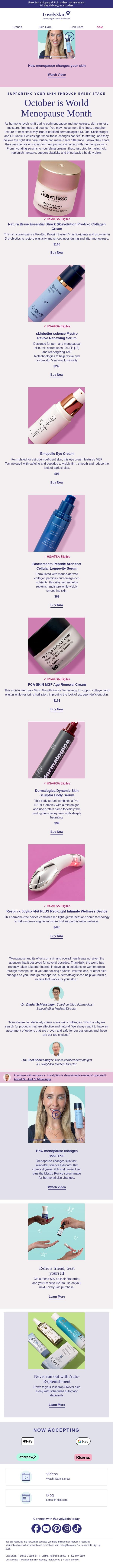 World Menopause Month: Understand your changing skin email from LovelySkin screenshot