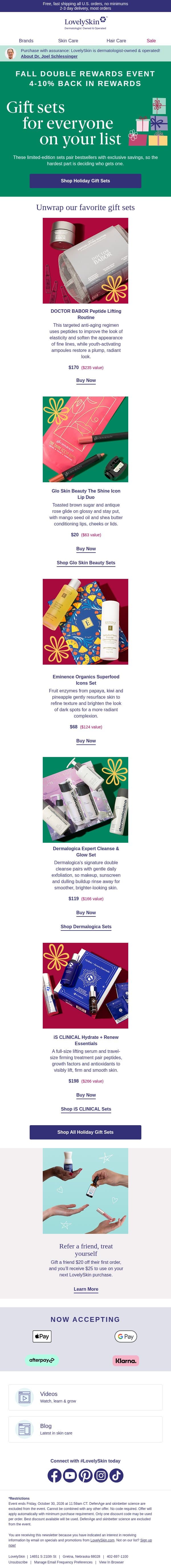 It's beginning to look a lot like... holiday gift sets email from LovelySkin screenshot