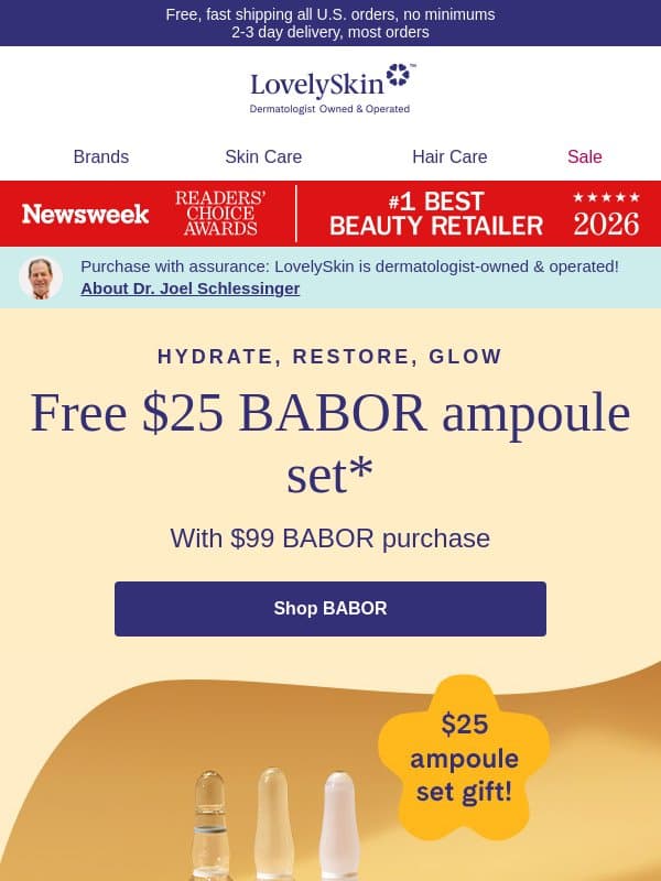 Amp up your glow with FREE $25 BABOR Radiance Ampoule Set email from LovelySkin