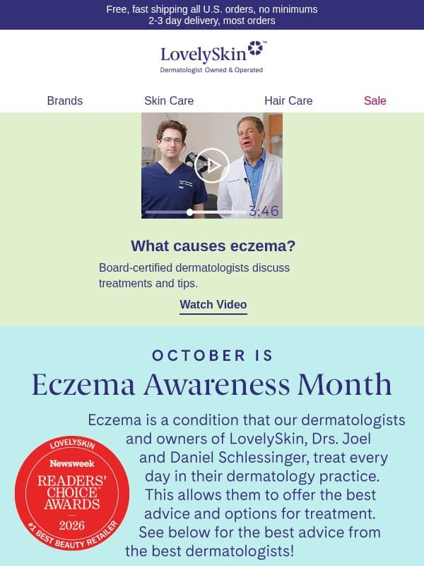 Eczema Awareness Month: Discover our dermatologists' go-to products email from LovelySkin
