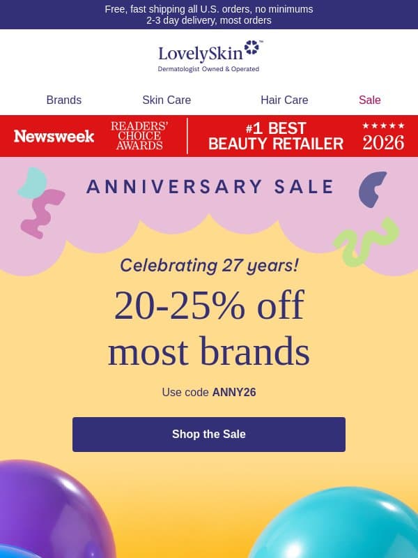 🚨 Hurry, last 24 hours for 20-25% off Anniversary Sale + $28 Natura Bisse gift! email from LovelySkin