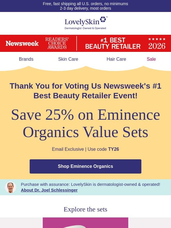 25% Eminence Organics Value Sets savings can be all yours email from LovelySkin