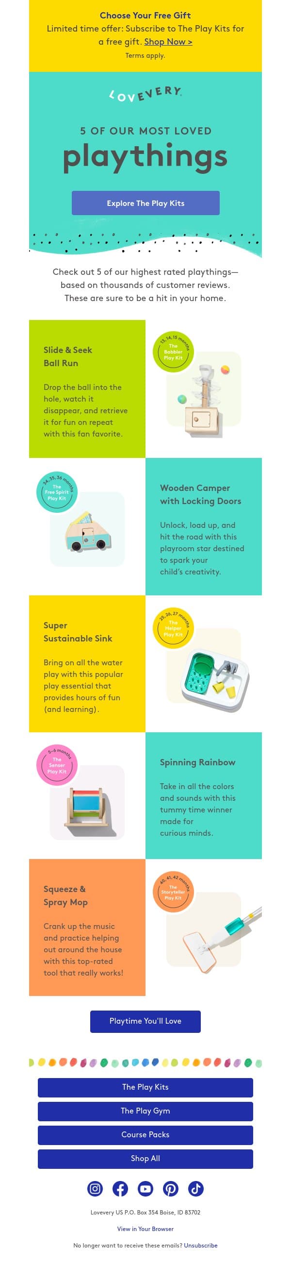 Top 5 most loved play essentials π email from Lovevery screenshot