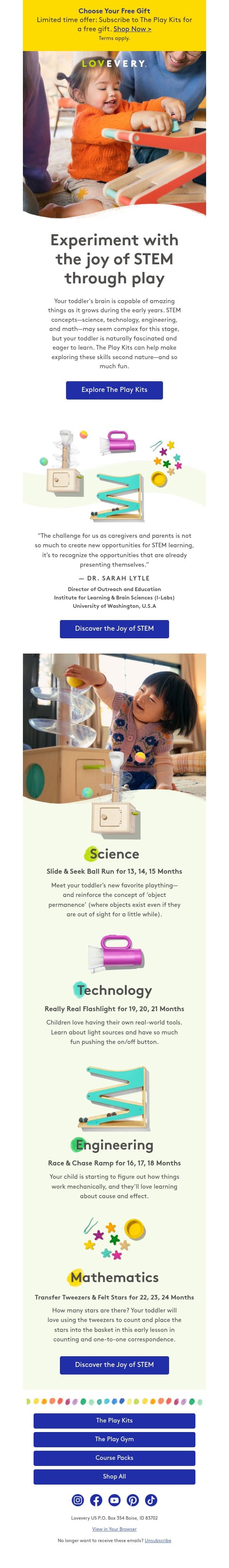 Let your toddler experiment with STEM email from Lovevery screenshot