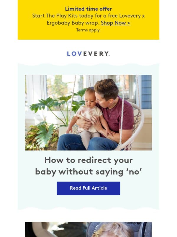 Week 48: How to redirect your baby without saying 'no' email from Lovevery