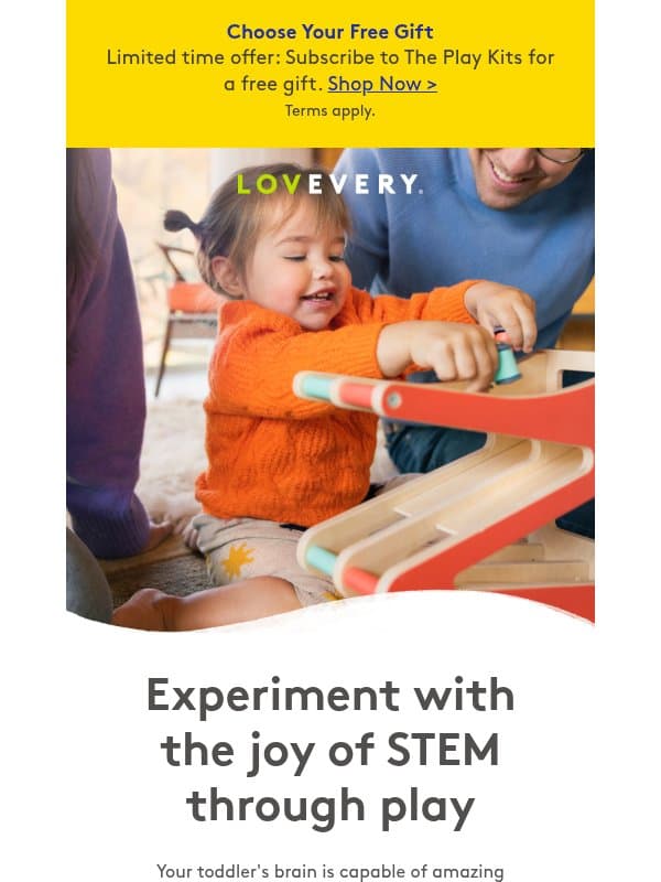 Let your toddler experiment with STEM email from Lovevery