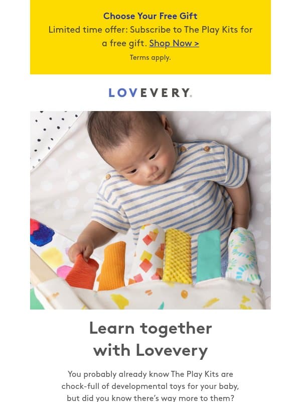 Everyone learns with The Play Kits email from Lovevery
