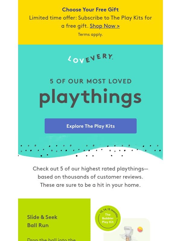 Top 5 most loved play essentials 👀 email from Lovevery