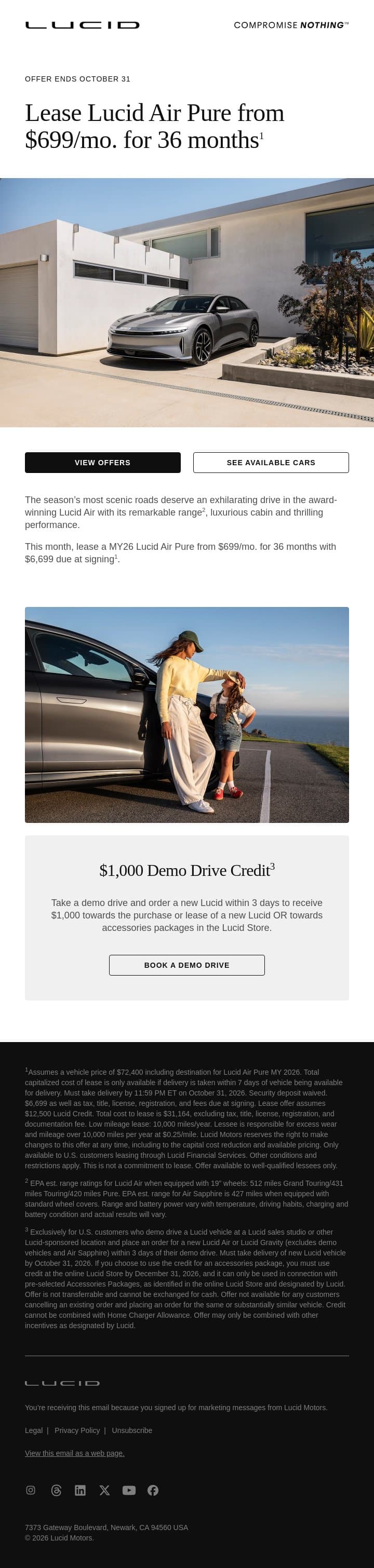 Don’t leave these Fall savings behind email from Lucid Motors screenshot
