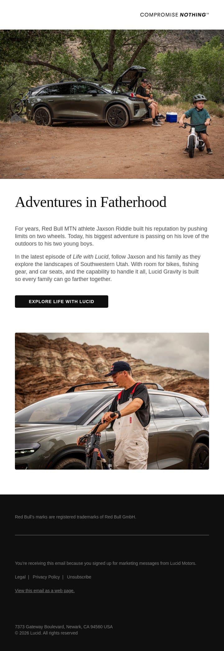 Dad Mode: Activated with Jaxson Riddle email from Lucid Motors screenshot