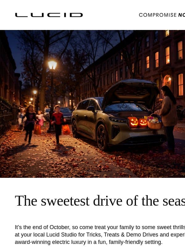 Treat yourself to a sweet demo drive. email from Lucid Motors