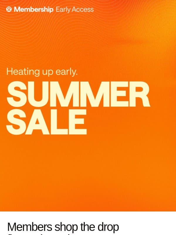 Summer Sale: Early Access tomorrow email from Lululemon Athletica