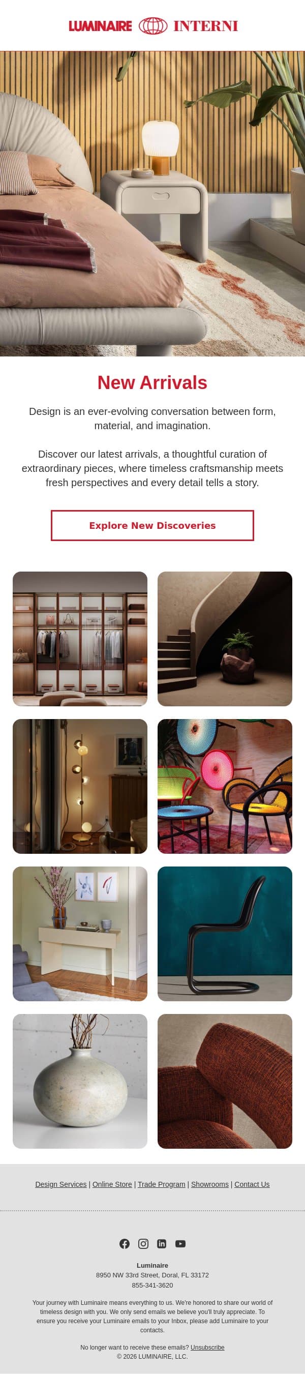New Discoveries email from Luminaire screenshot