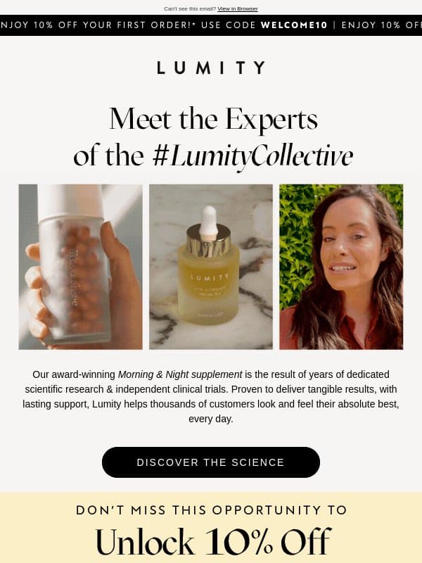 Meet the experts of the #LumityCollective email from Lumity Life