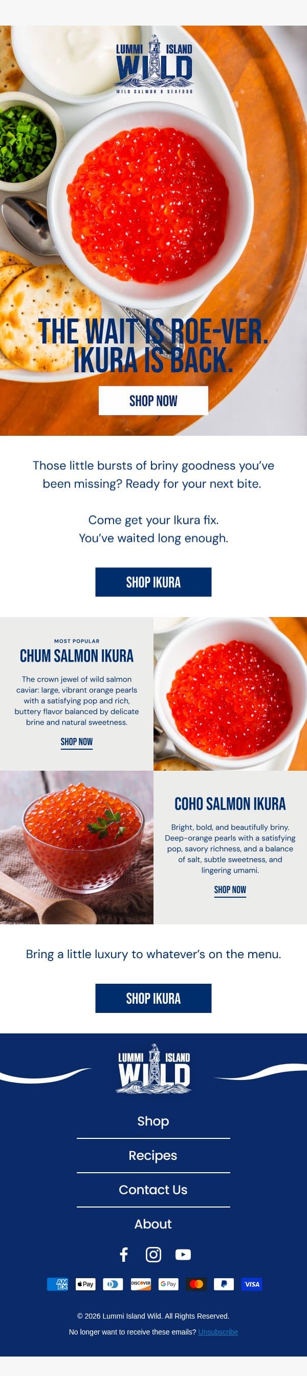 The wait is roe-ver. Ikura is back. email from Lummi Island Wild screenshot