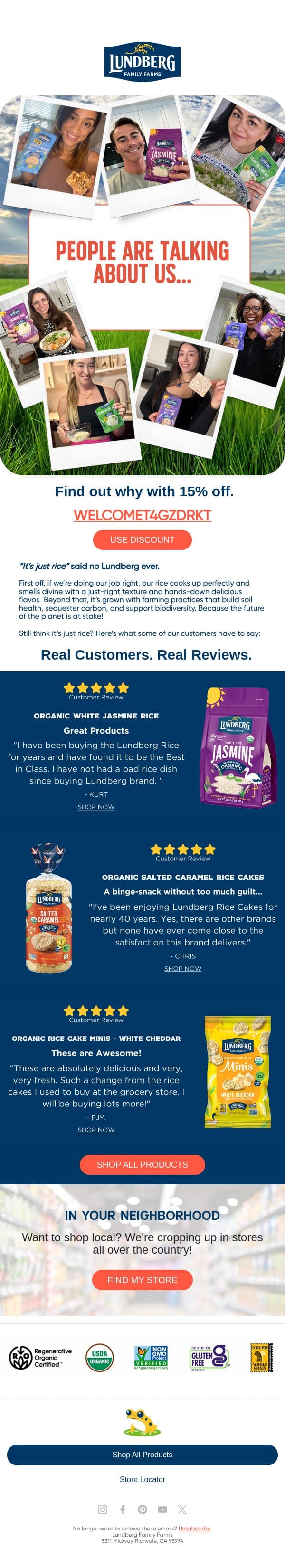 Have you heard? email from Lundberg Family Farms screenshot