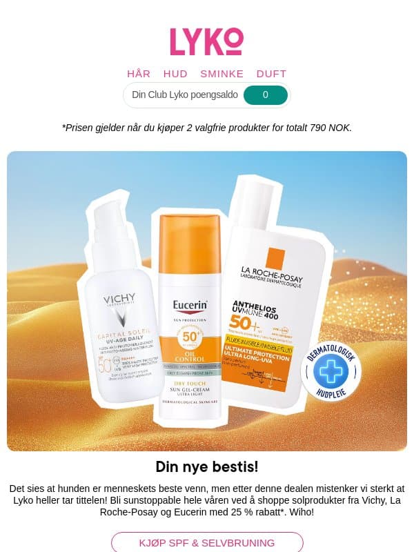 Minipris på SPF & selvbruning☀️ email from Lykonorge