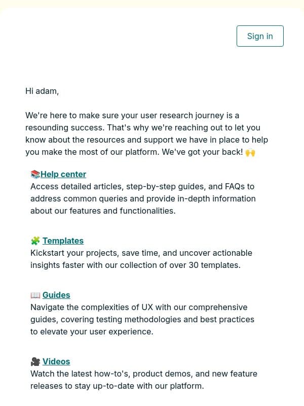 Get ready for user research success with these valuable resources ๐ก email from Lyssna
