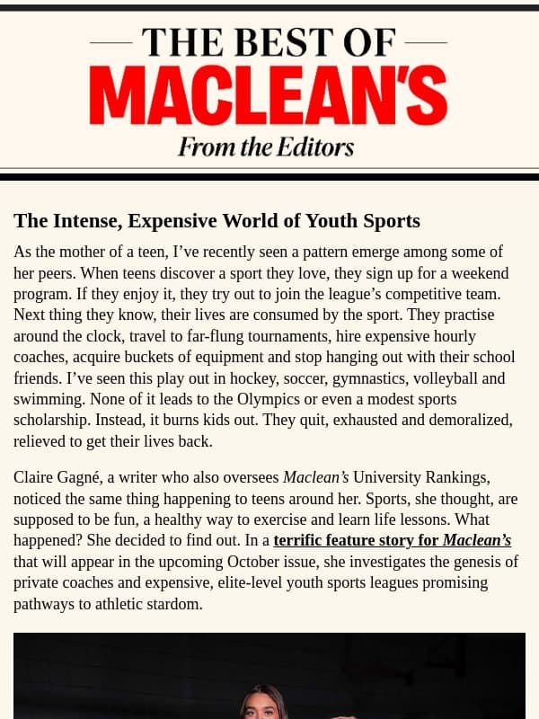 The Trouble With Kids’ Sports email from Maclean's