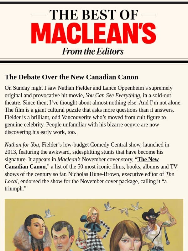 The Ultimate CanCon Bucket List email from Maclean's
