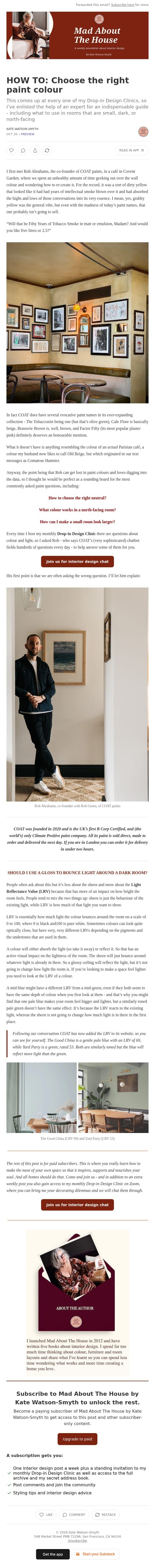 HOW TO: Choose the right paint colour email from Mad About The House screenshot