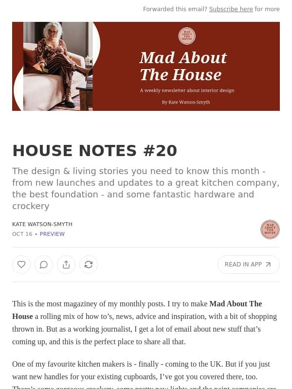 HOUSE NOTES #20 email from Mad About The House