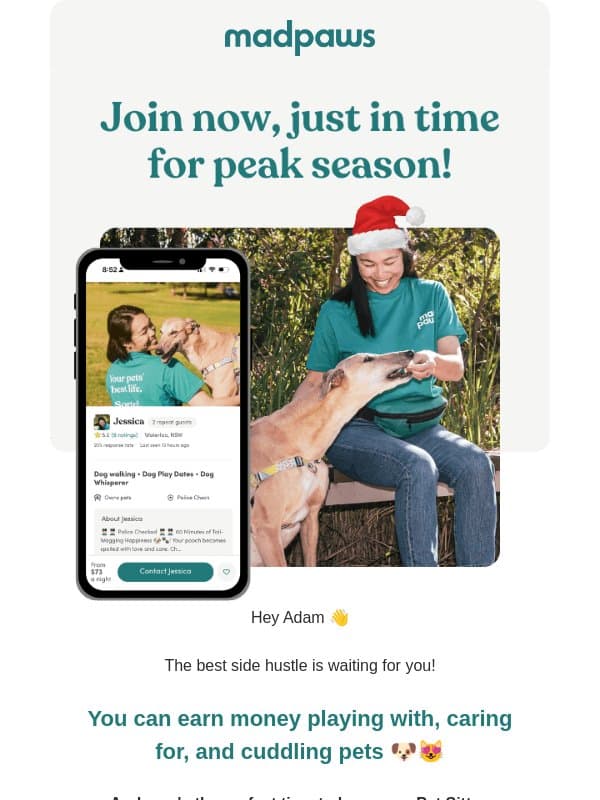 Want to turn pet cuddles into paychecks? 💰 email from Mad Paws