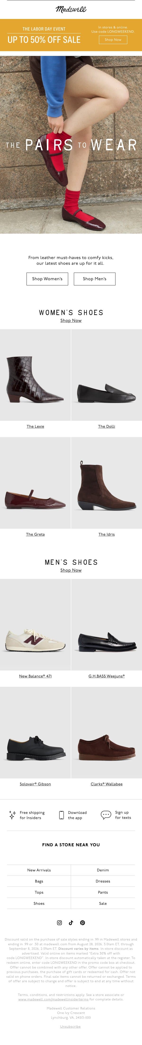 New shoes? Yes, please. email from Madewell screenshot