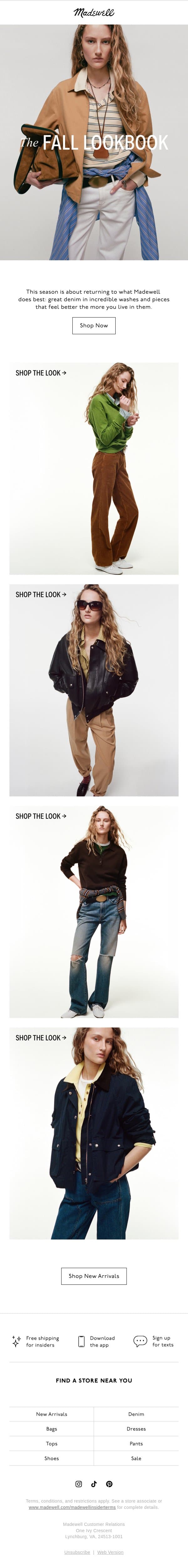 The Fall Lookbook is here email from Madewell screenshot