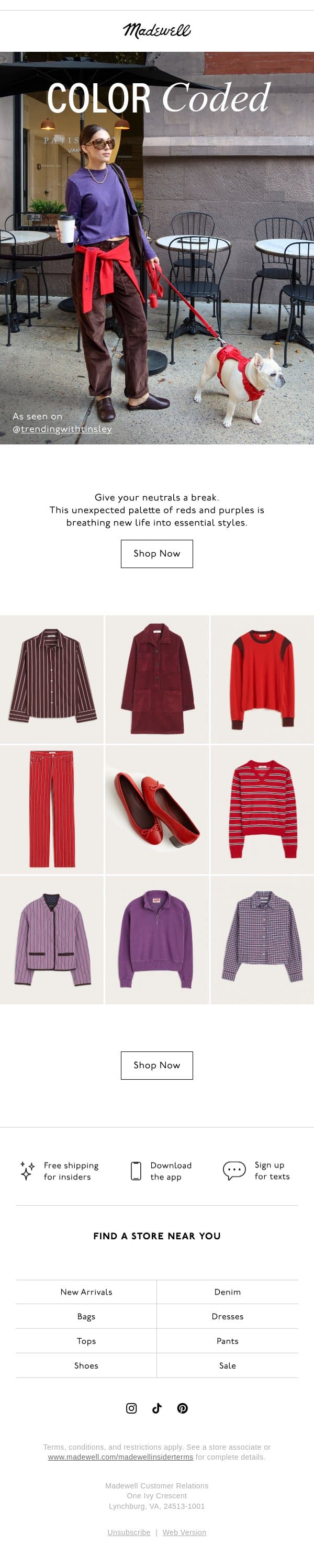 Don’t be afraid to play with color email from Madewell screenshot