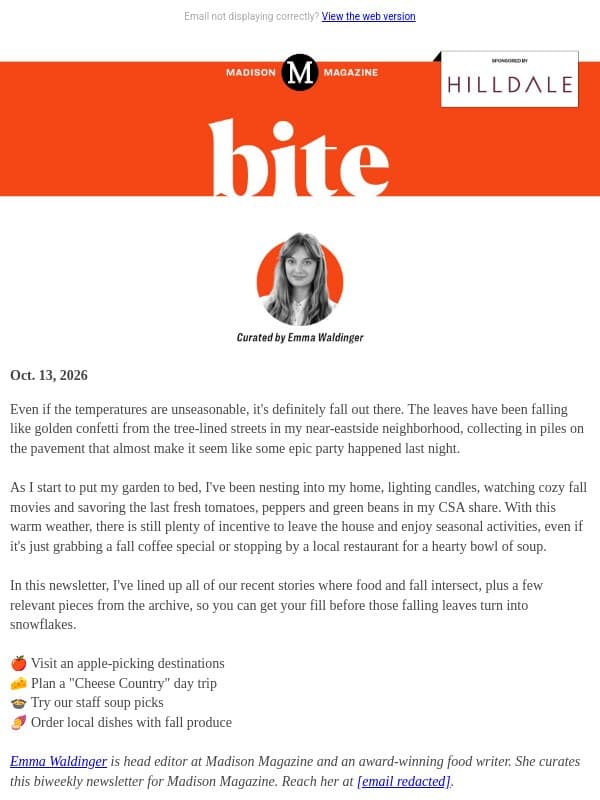 All the things that make for a filling fall 😋 email from Madison Magazine