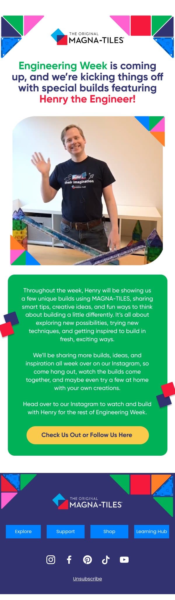 Engineering Week is here! email from Magna-Tiles screenshot