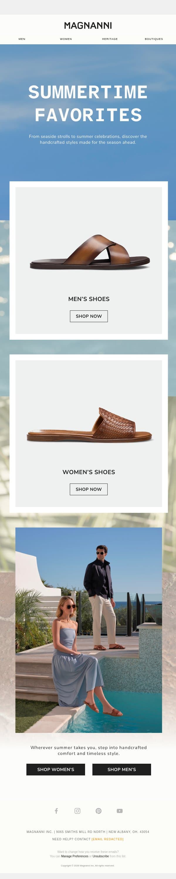 SS26 | Shop the Season email from Magnanni screenshot