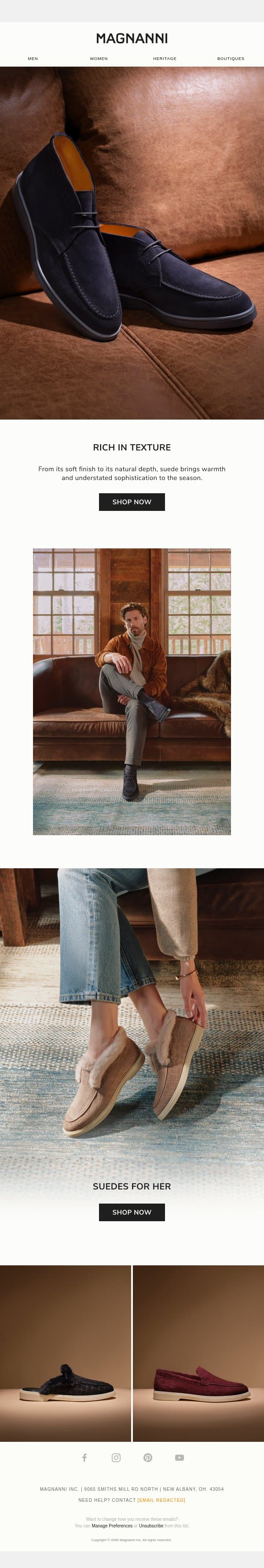 FW26 | Rich in Texture email from Magnanni screenshot