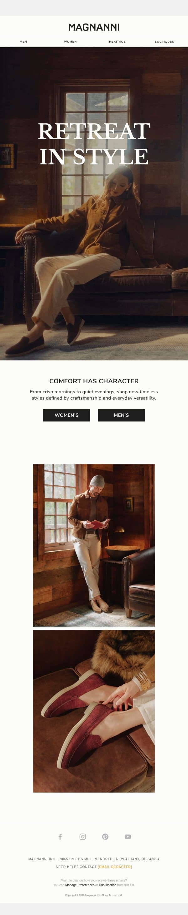 FW26 | Retreat in Style email from Magnanni screenshot