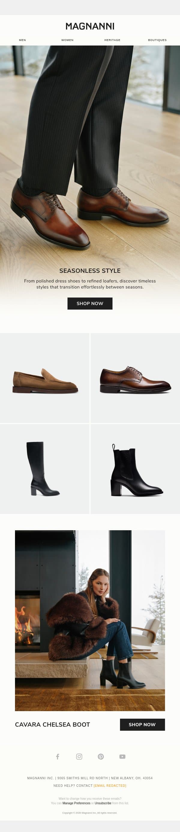 FW26 | Seasonless Style email from Magnanni screenshot