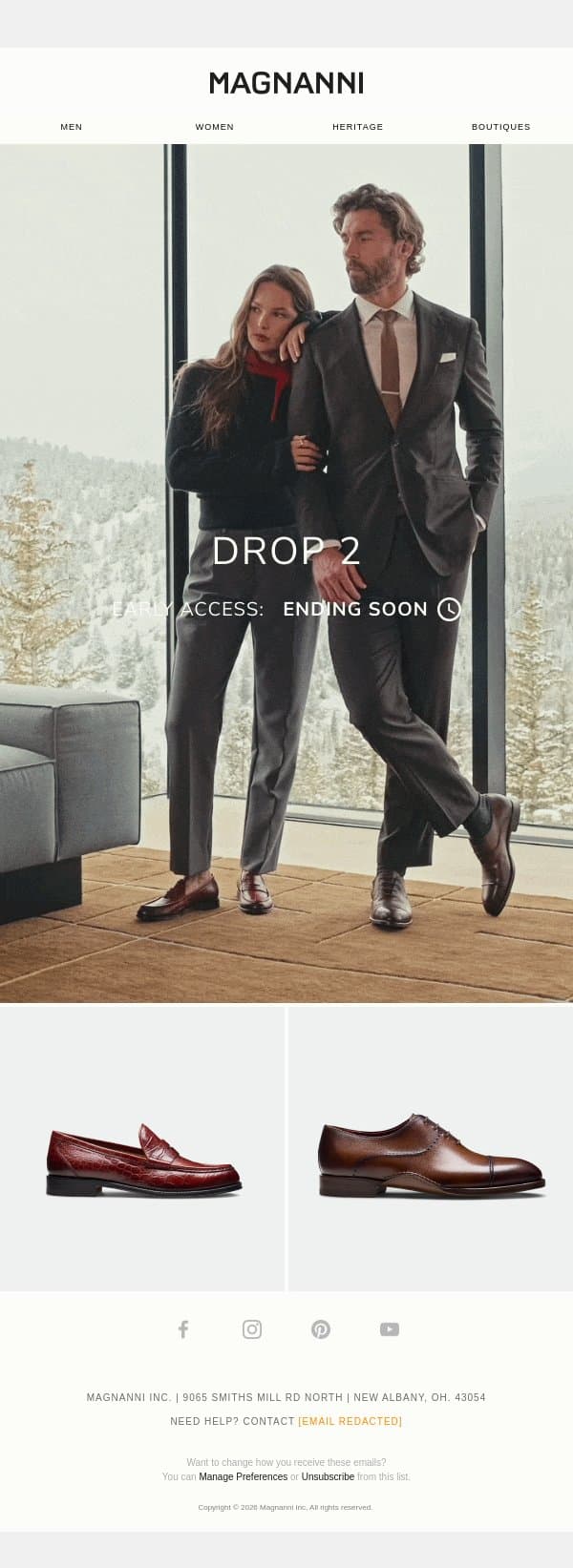 FW26 | Early Access Ending Soon email from Magnanni screenshot