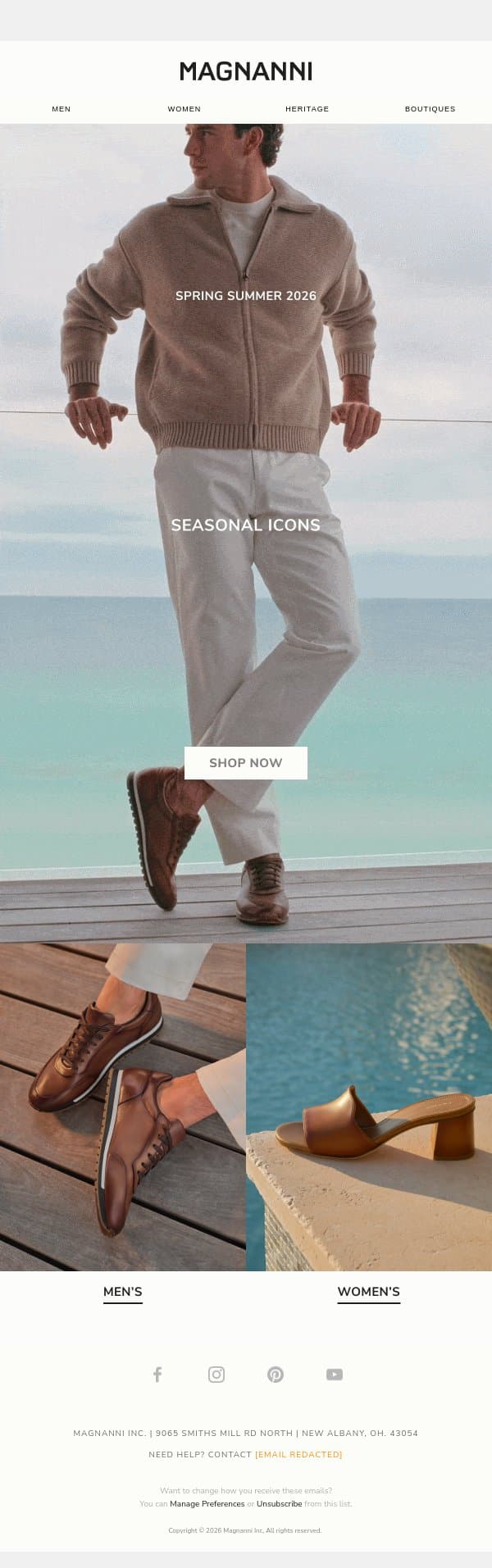 SS26 | Seasonal Icons email from Magnanni screenshot