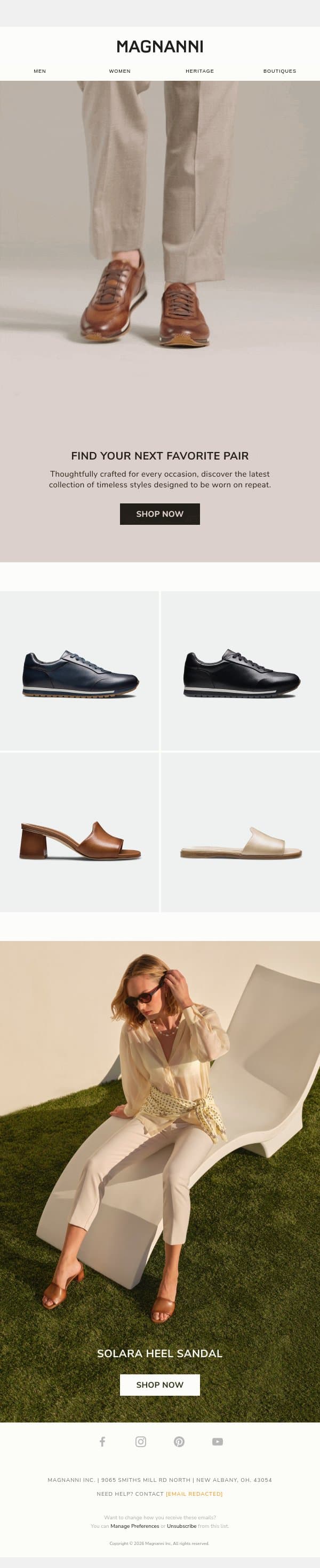 Find Your Next Favorite Pair email from Magnanni screenshot