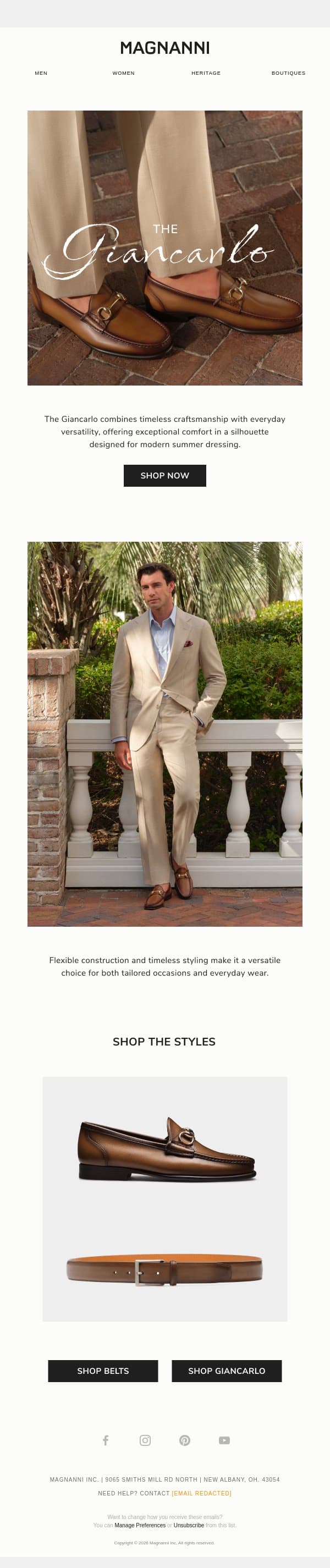 SS26 | Timeless by Design email from Magnanni screenshot